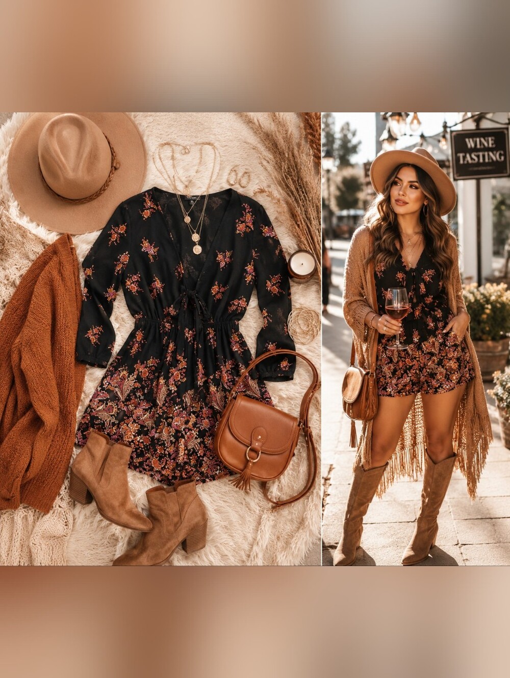 NWT City Chic Black Romper with Rust & Pink Floral Print XL